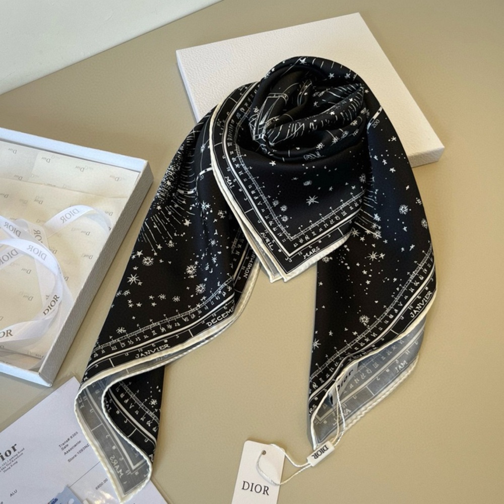 Dior Luxury Silk Scarf Celestial Star Map Print Original Box & Hang Tags